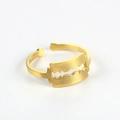 Adjustable golden stainless steel ring featuring a peace sign blade design for women - Blade Shape / Gold