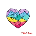 Colorful geometric heart embroidered patch with 3D faceted design 7.8x6.5cm - Geometric Heart