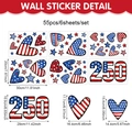 Independence Day window stickers set with patriotic hearts and stars pattern - 55pcs Heart Star Number Set (UV26Y80388S_T)