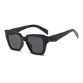 Oversized square black sunglasses with geometric frame and dark grey UV lenses for outdoor - Black Frame Black Grey Lens