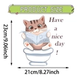 Funny cartoon cat reading newspaper sticker for toilet lid or wall, 23cm by 21cm size - Cat Reading Newspaper