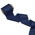 Navy blue frayed edge satin ribbon wrapped on a vintage wooden spool for gift wrapping - 4CM X5 Yards (Without Wood Spool) / Dark Blue