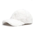 Plush white faux rabbit fur baseball cap for women with soft thermal texture - Adjustable / White