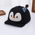 Detail of baby penguin baseball cap featuring cute 3D blue hat decor and plush pompom - 48cm (6 Months-2 Years) / Black