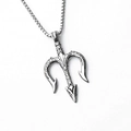 Collana con ciondolo tridente in acciaio inossidabile argento con catena a maglie quadrate - Tridente