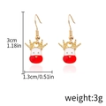Christmas reindeer hook earrings with red and white enamel on a gold-plated base - Red and White Reindeer Head (D1094)