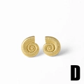 Macro detail of gold-plated nautilus shell stud earrings with spiral texture and 18k finish - Spiral Textured Style (D)