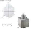 Macro detail of cube silicone vase mold with white translucent texture and grey finish - D4677-Cube Vase Mold