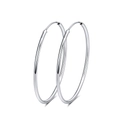 Minimalist 925 sterling silver large hoop earrings with polished finish on white background - Silver Large Hoop Earrings (SE146-30CM)