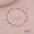 Golden heart charm anklet with colorful enamel bars and rhinestones on pink background - 7# Heart Waterdrop Style