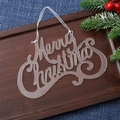 Frosted acrylic Merry Christmas hanging ornament with white ribbon on wooden tray - Letter Sign 15CM (1PC)