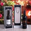 Elegant black single bottle wine gift bag with viewing window for Christmas gifts - 12.5*8.5*36cm / Black with White Edge
