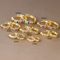 Pendientes de aro chapados en oro de 18K con circonitas de 5mm a 12mm - Oro con diamantes de imitación coloridos