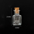 Miniature square clear glass bottle with cork stopper, dimensions 24x16MM for DIY crafts - Transparent Square Bottle + Cork