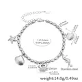 Pulsera océano de acero inoxidable plateado con colgantes de estrella de mar y cangrejo - 17+5cm / Plateado (E188)