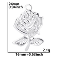 Especificaciones detalladas de tamaño para el colgante de rosa en acero inoxidable plata - Color Acero