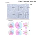 Vue macro du moule en silicone pour étiquettes de tasse avec dimensions détaillées - Étiquette de Tasse Fleur à 3 Cavités