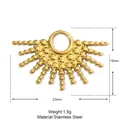 Detailed parameter diagram for golden stainless steel sunburst pendant size 23mm x 15mm - YE208/Sunburst