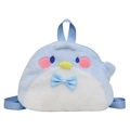 Blue and white plush penguin backpack featuring a cute tuxedo sam style with bow tie - Blue Penguin