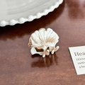 Elegante pinza per capelli in acetato marmorizzato con design a conchiglia caffè - Piccola Molletta a Foglia d'acero-3.4cm