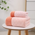 Thick peach and orange coral fleece towel set with decorative star texture patterns - Towel (35*75cm) / Pink & Orange Two-tone