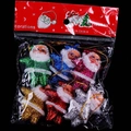 Set of 6 colorful glitter Santa Claus ornaments in green blue pink gold red and silver - Multicolor Mini Santa / Set of 6