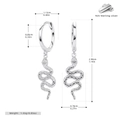Gedetailleerde afmetingen van S925 sterling zilveren slangenoorbellen met maten - 925 zilver / 925 Zilver witgoud verguld