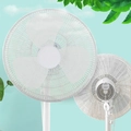 White polyester mesh fan safety cover with drawstring closure shown in front and back views - Pure White / 18 Inch (45cm)