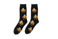 Detail shot of black crew socks featuring pixelated eagle patterns in soft cotton blend - One Size / Eagle-Black (A1627)