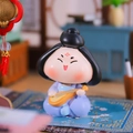 Traditional Chinese girl figurine playing orange pipa in purple robe resin ornament - 1229-3 Pipa