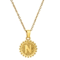 Collier élégant en acier inoxydable doré avec pendentif circulaire et détail lettre N - Lettre N Dorée (Avec Chaîne)