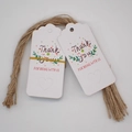 Detailed view of white paper gift tags with Thank You text and natural jute twine strings - 8-White Heart Thank You