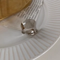Retro wide S925 sterling silver open ring in silver finish on a white plate - JZ0406-925 Certified Wide