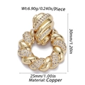 Orecchini a cerchio intrecciati dorati con zirconi cubici e base in rame - CX124-5 Cerchio Intrecciato con Zirconia