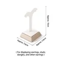 Elegant white leather T-bar earring display stand with champagne gold square base - M-Shape Earring Rack (White & Champagne)
