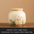 Contenitore per tè in ceramica Ru con motivo a coniglio dipinto e tappo in legno - Giallo Imperiale Ru-Kiln Dente di Leone Coniglio Barattolo per Tè [Confezione Standard]