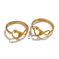 Adjustable golden stainless steel ring featuring an infinity heart design, 8.5mm height - Gold-Infinite Heart