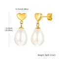 Detalle de pendientes de corazón con perla con medidas de 2,43cm y un peso de 3g - Estilo Perla Corazón (ED-782G02)