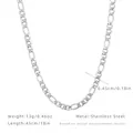 Collana Figaro in acciaio inossidabile argento lunga 45cm e larga 4,5mm da donna - Collana 40cm+5cm / Color Acciaio