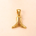 Polished golden stainless steel whale tail pendant charm for DIY jewelry making - Fish Tail Charm / Gold