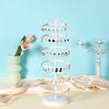 5-tier white metal rotating earring holder organizer with 220 holes on a silk base - 6 Layers White 260 Holes