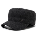 Casquette plate d'hiver pour hommes gris foncé en laine avec badge étoile en métal - Réglable / Gris Étoile de Mode