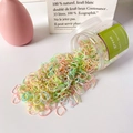 Colorful disposable elastic hair bands for girls in a transparent jar, macaron colors - Thin Spring Colors (Approx. 1500 Pcs)