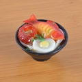 Miniature Japanese ramen bowl keychain with realistic egg, fish and octopus tentacles - Squid and Yellow Croaker Noodles (No Keychain) / 5cm x 2cm x 2.5cm