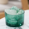 Green glass oil diffuser with natural white and green crystal stones for home fragrance - Without Essential Oil / Green Crystal Stone Cup Set