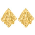 Elegant 18k gold plated stainless steel stud earrings with irregular wrinkled texture - 18K Gold Plated Irregular Pleated (A-1303)