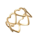 Matte gold minimalist geometric arrow ring for women with heart-shaped hollow design - Multiple Hollow Hearts / Gold
