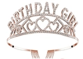 Corona in strass oro rosa con scritta Birthday Girl e design a forma di cuore - Corona / GIRL Oro Rosa Strass Bianco