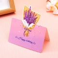 3D greeting card with purple lavender pop-up and pink cover for Happy Birthday - Lavender - Happy Birthday