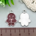 Cartoon gingerbread man enamel charms with silver metal back for DIY jewelry making - 1Pc Brown Gingerbread Man